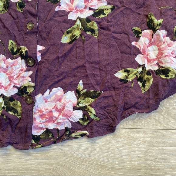 Torrid top Rayon Slub Button-Front Puff Sleeve top blouse size 3X floral - Picture 7 of 11